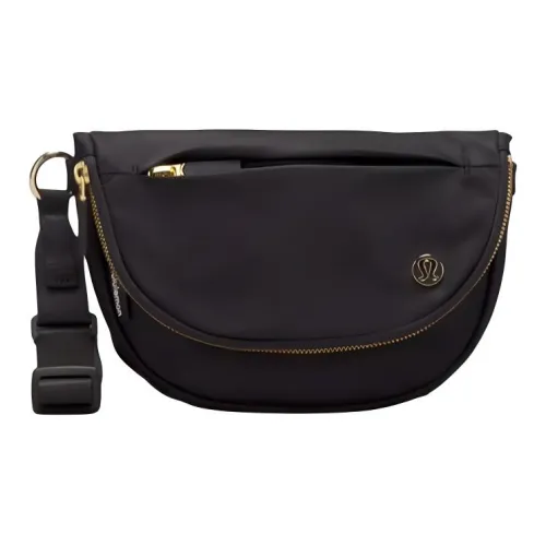 Lululemon Nylon Shoulder Bag, CrossNoris Bag Regular Unisex Black & Gold