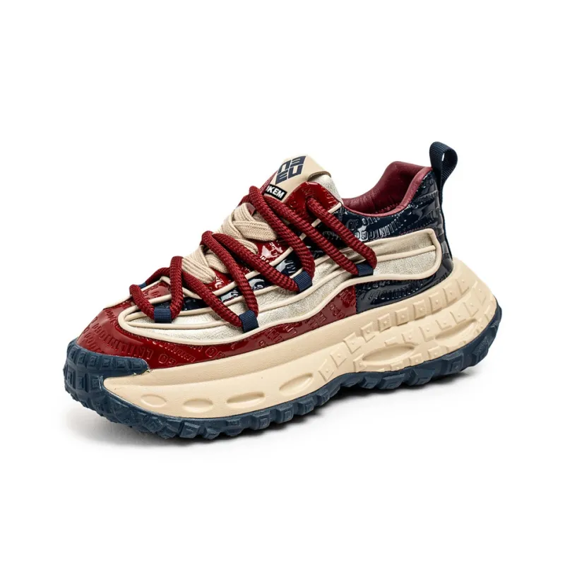 JKEM Cushioning Height Increasing Wear Resistant Slip Resistant Low Top Chunky Sneakers Men's-1