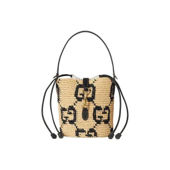 GUCCI Raffia Bucket Bag Handbag Extra Mini Women's Natural