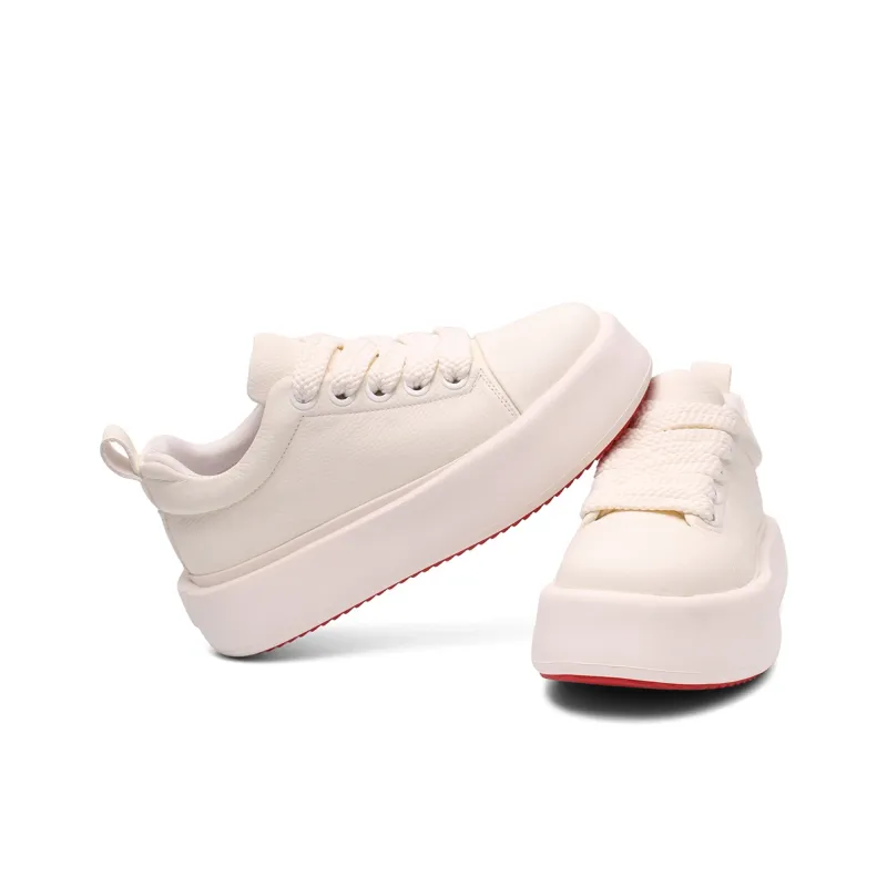Daying Slip Resistant Height Increasing Low Top Skateboard Shoes Men's White-2