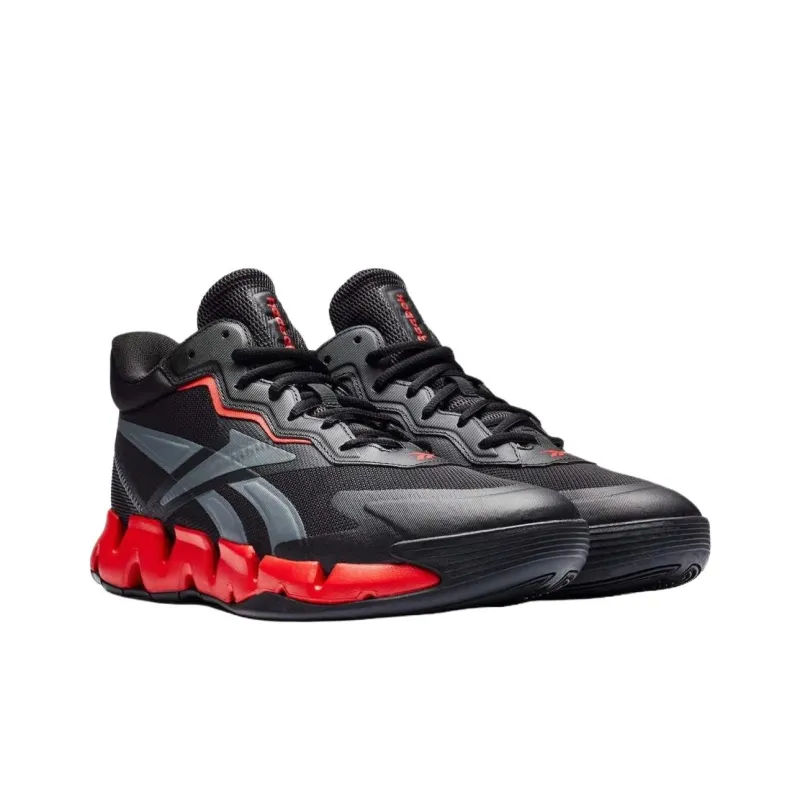 Reebok Zig Encore Anti Slip Wear Resistant Low Top Basketball Shoes Men's Black Red-2