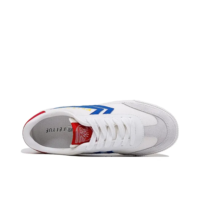 Feiyue Lightweight Wear Resistant And Slip Resistant Low Top Casual Shoes Unisex White Gray Sapphire-3