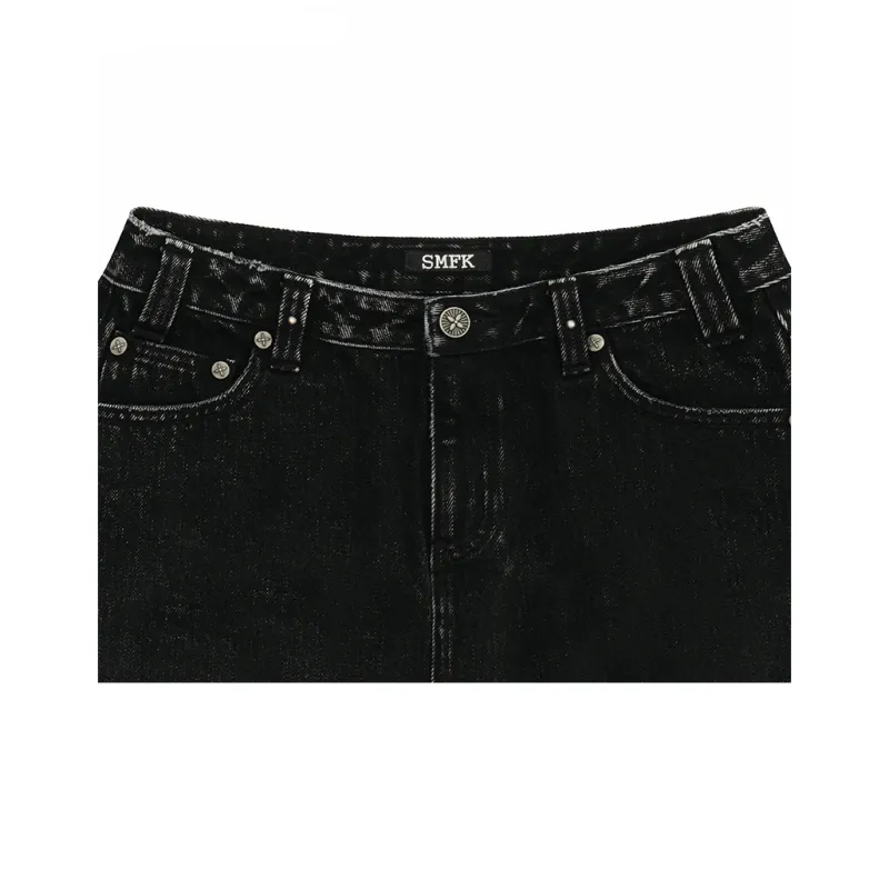 SMFK Denim Short Skirts Women's Black Denim-2