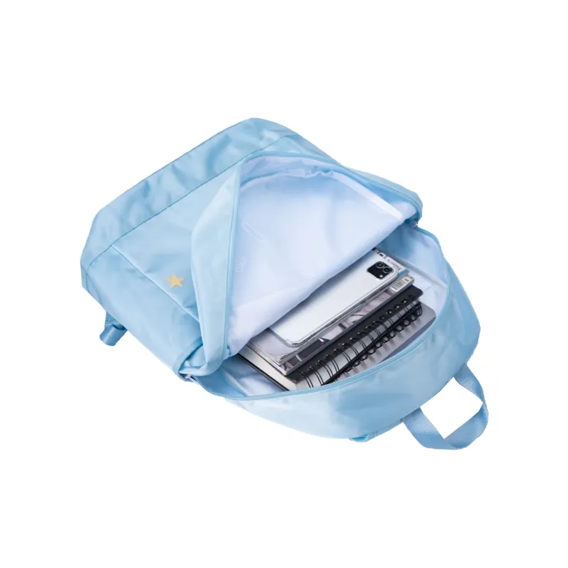 TURN UP Polyester Student Backpack Large Size Unisex Light Blue-3