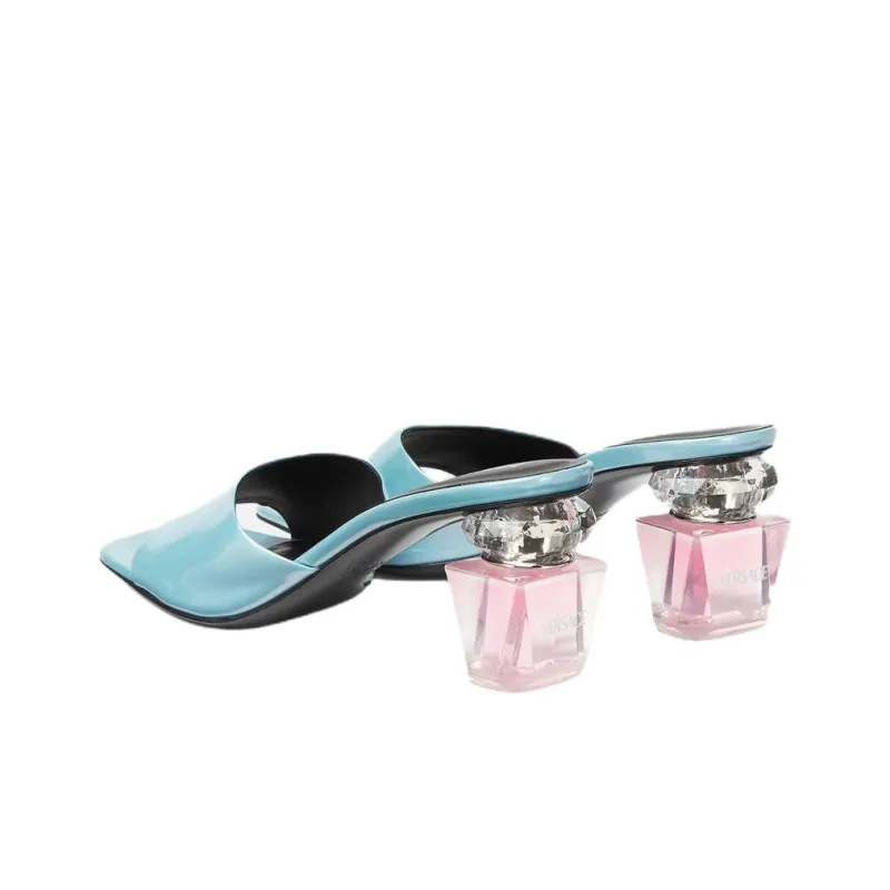 VERSACE Quiet Slide Slippers Women's Light Blue & Pink-3