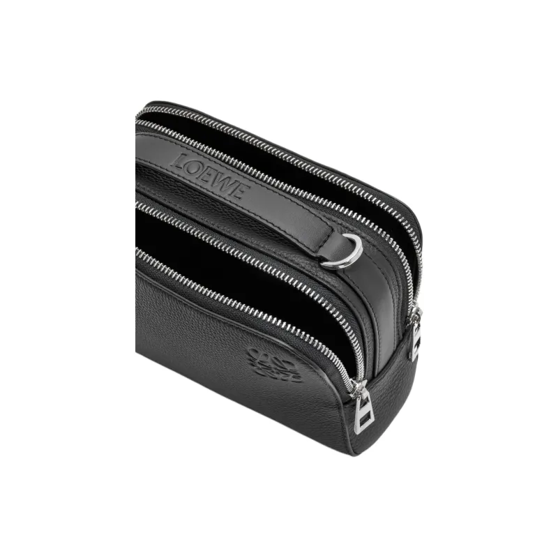 LOEWE Grained Calfskin Camera Bag, Crossbody Handbag Mini Men's Black-4