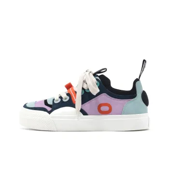 OETZI Skateboard Shoes Unisex Low Top White & Blue Purple