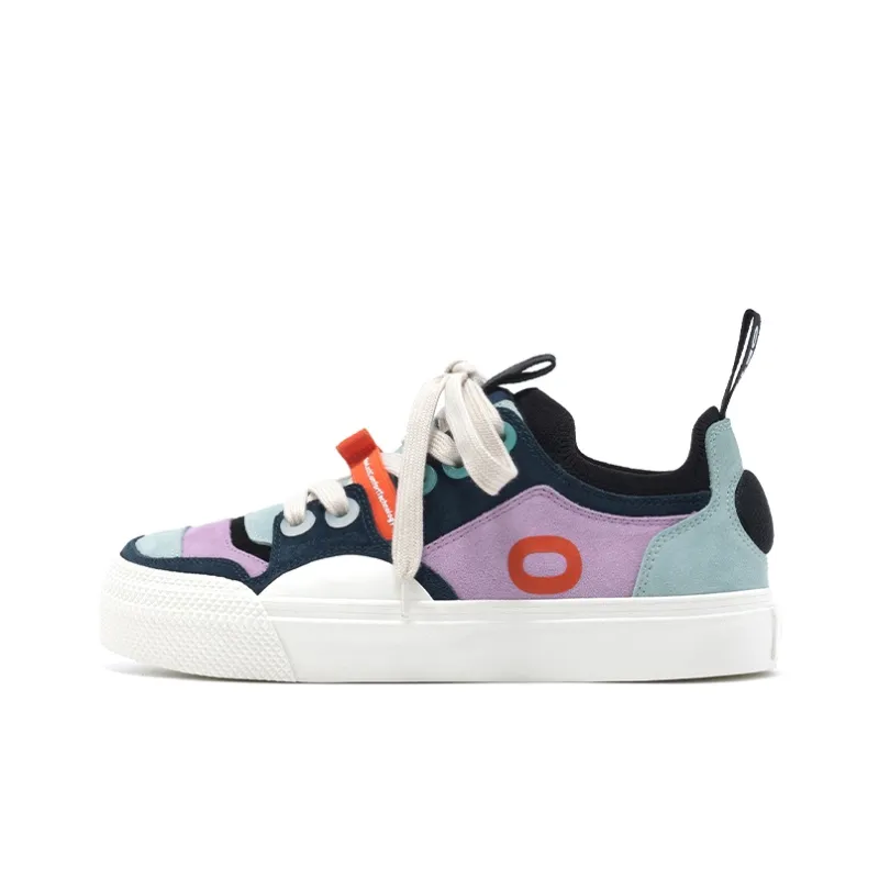 OETZI Skateboard Shoes Unisex Low Top White & Blue Purple-0