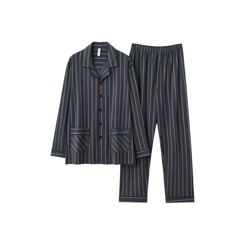 FARO Spring And Fall Pajama Set Men's Black Gray-0