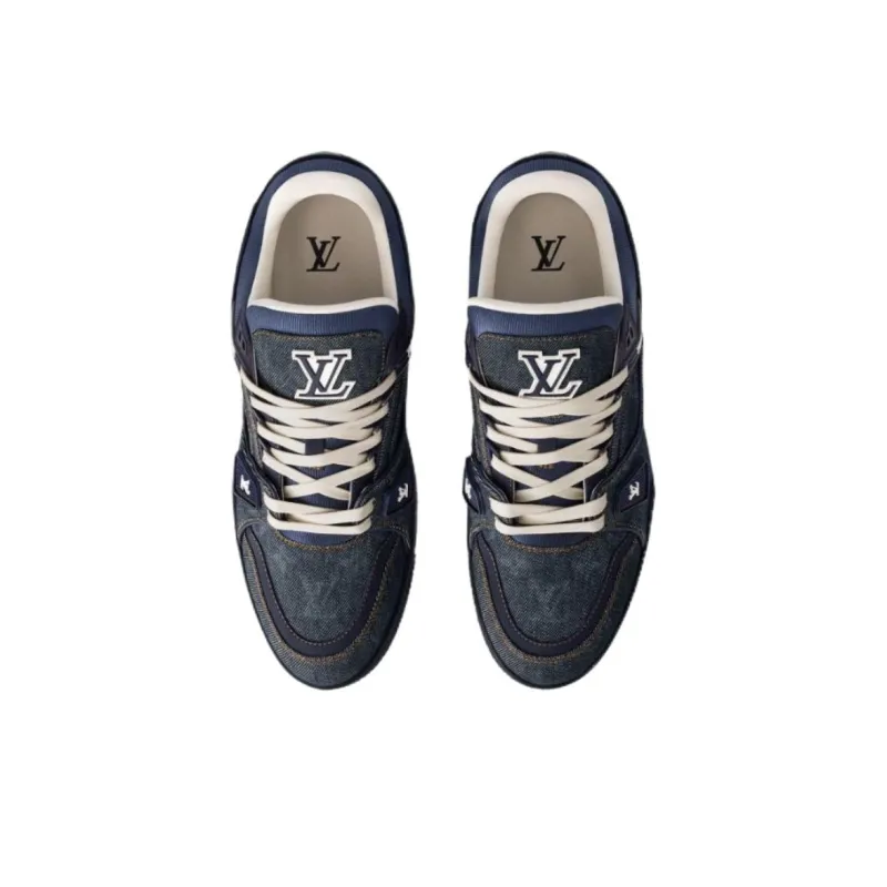 LOUIS VUITTON Trainer Low Top Skateboard Shoes Men's Marine Blue-3