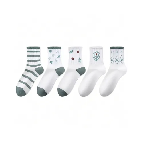 H YXIANG Mid Calf Socks Unisex 4 Pack Mixed Color