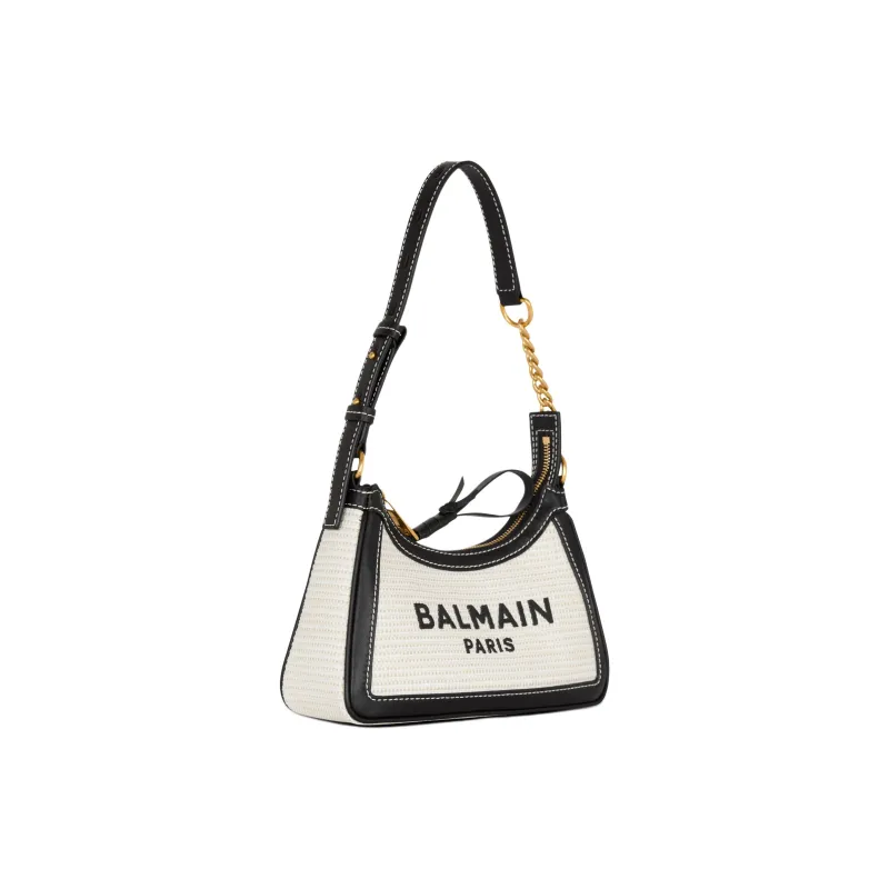 BALMAIN B ARMY Polyamide Shoulder Bag Women's Black & Beige-1
