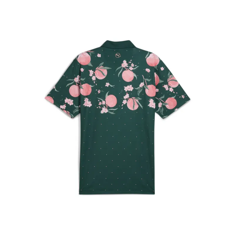 PUMA MATTR Polo Shirt Men's Dark Green Fruit Pink-1