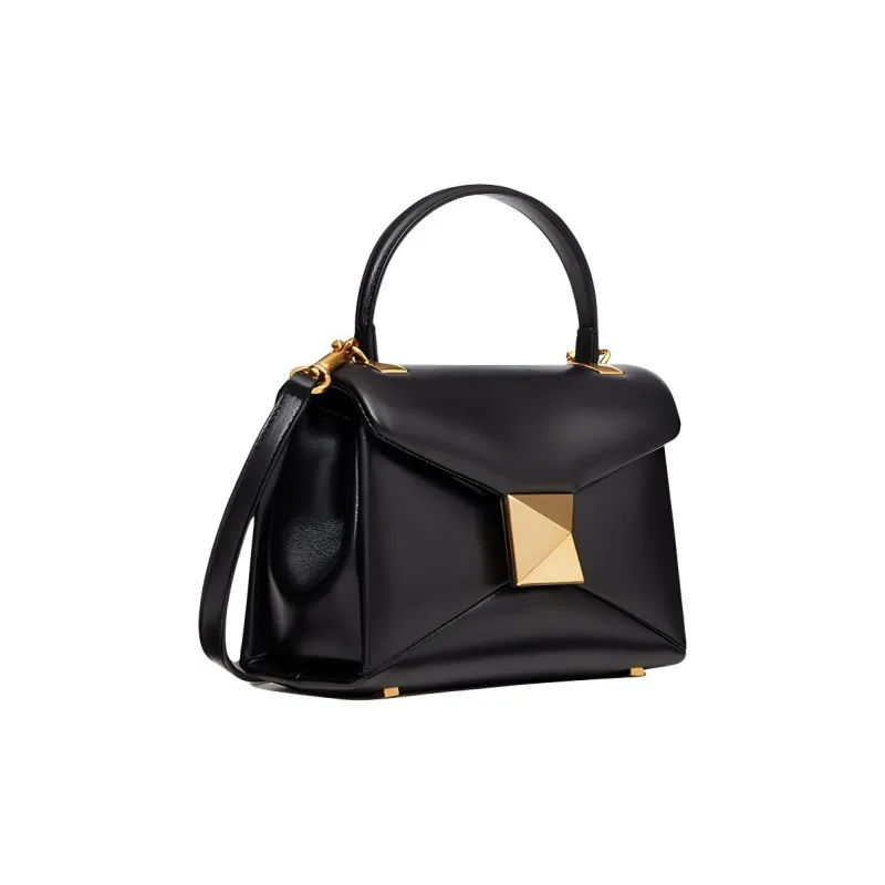Valentino One Stud Sheepskin Shoulder Bag, Crossbody Bag, Handbag Mini Women's Black-1