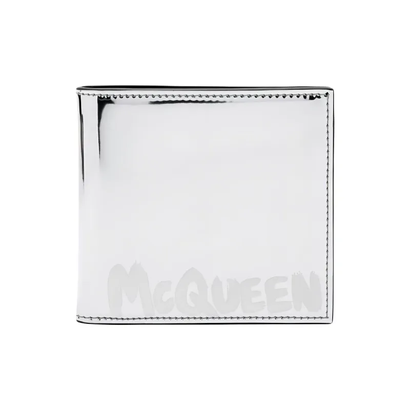 Alexander McQueen PU Polyurethane Wallet Men's Silver-0