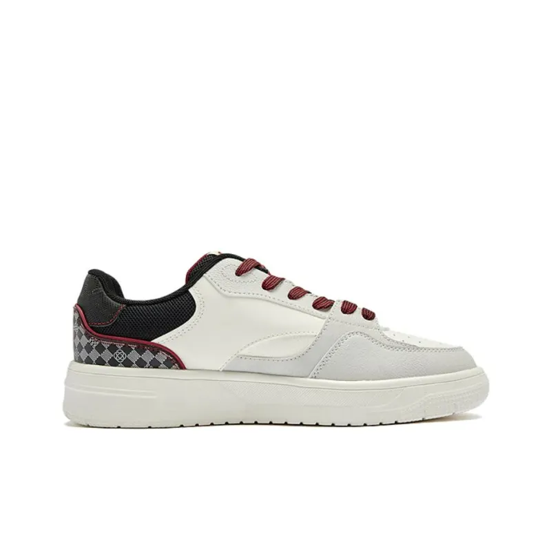 QIAODAN Get Rich Every Day Lightweight Anti Slip And Wear Resistant Low Top Skateboard Shoes Men's White Gray-1