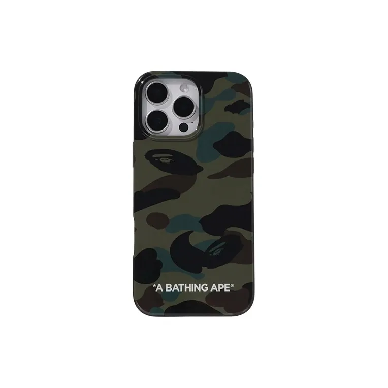 A BATHING APE PU+PC The First Camouflage Phone Cases Compatibility With IPhone 16 Pro Max Trendy And Cool-2