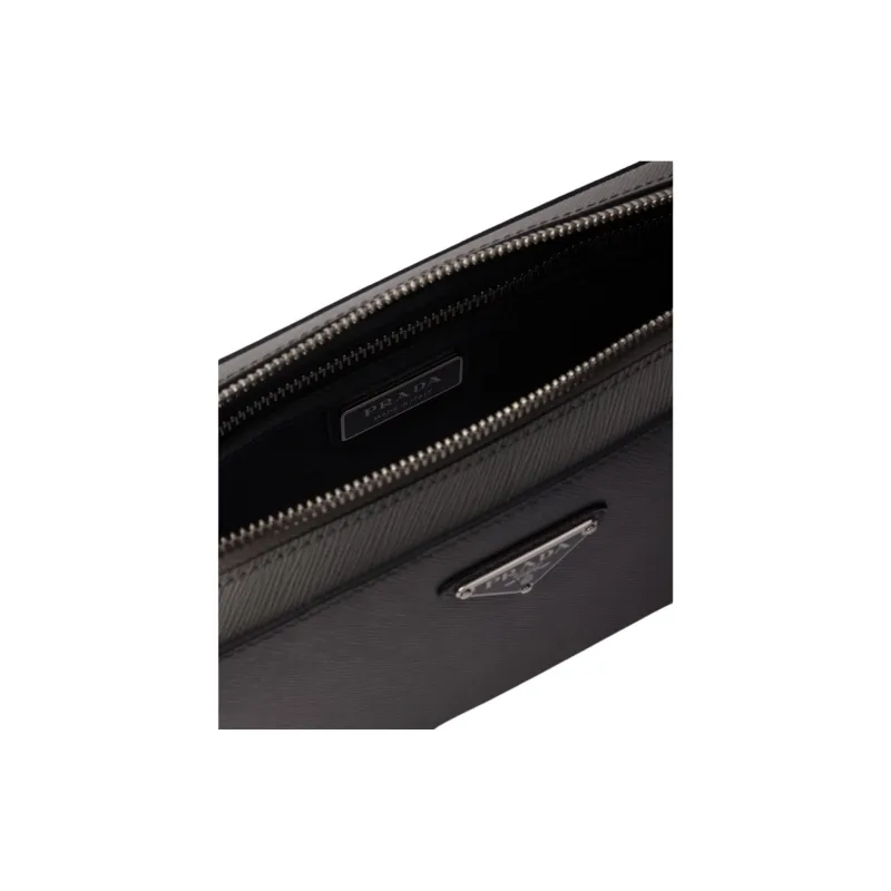 PRADA Saffiano Leather Clutch Men's Marble Gray-4