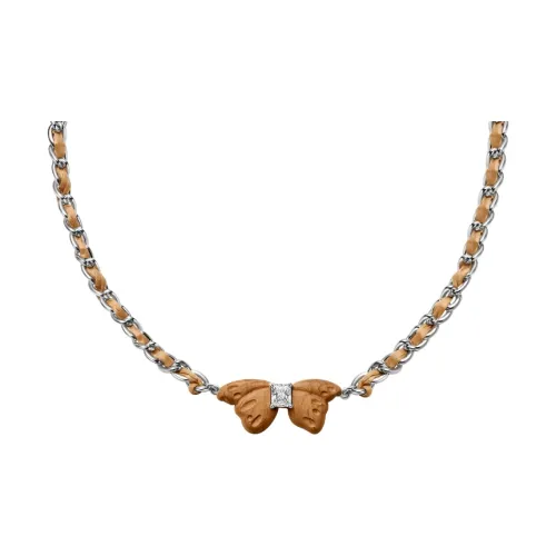 HEFANG Copper Lace Up Leaf Butterfly Necklace Women's