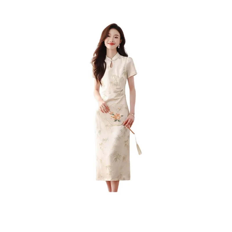 PLANE DRIFT Short Sleeved Dresses Women's Apricot-2