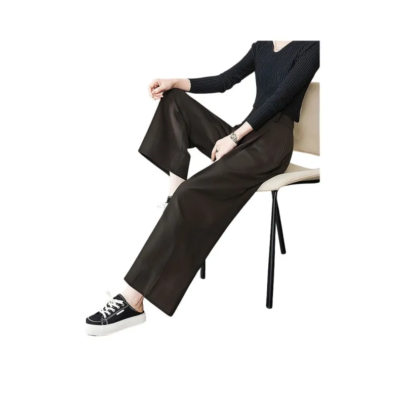 Late White Casual Pants Women's Dark Brown-2
