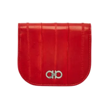 FERRAGAMO GANCINI Eel Skin Shoulder Bag Crossbody Bag Mini Men's Red