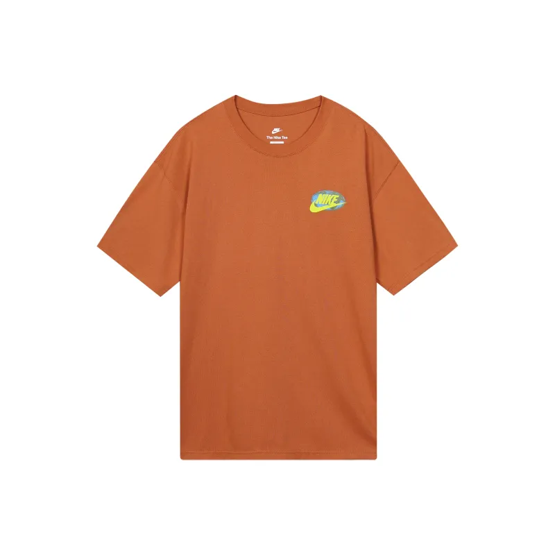 Nike Drop Shoulder Sleeve T Shirt Men's Darker Reddish Umber-0