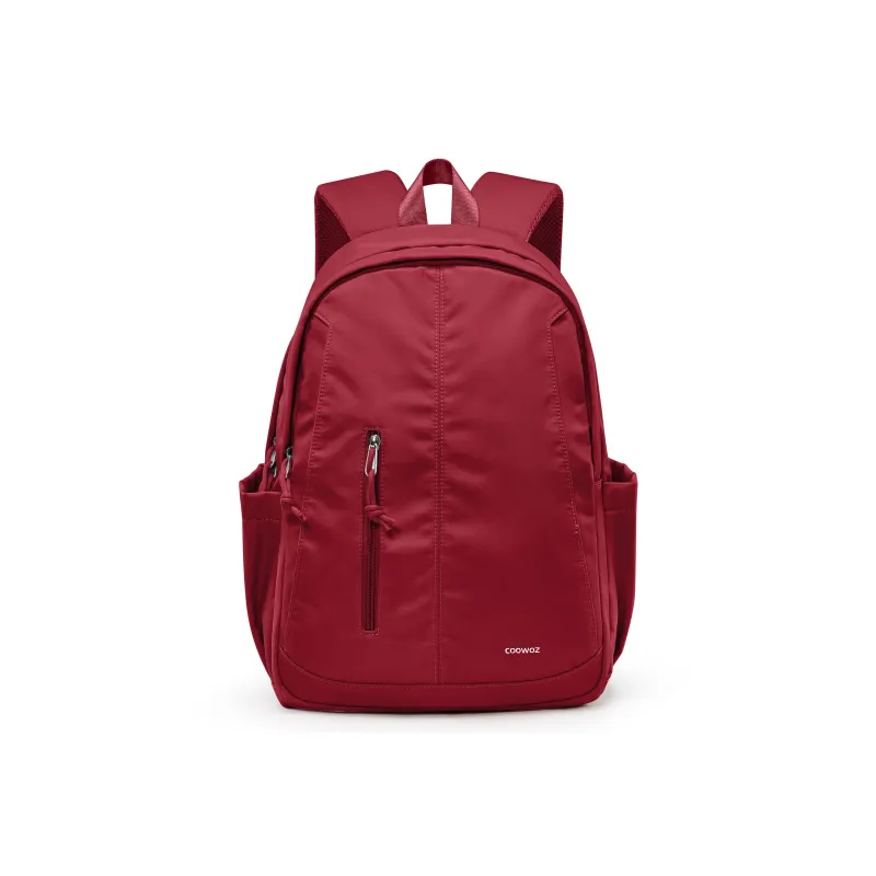 COOWOZ Nylon Backpack Regular Unisex Ecru/Red/Pink Purple/Black/Peacock Blue-1