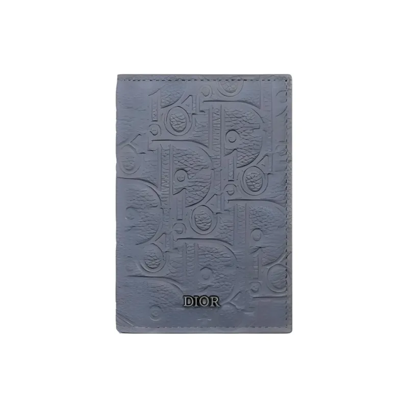 DIOR Calfskin Card Holder Men's Dark Gray-0