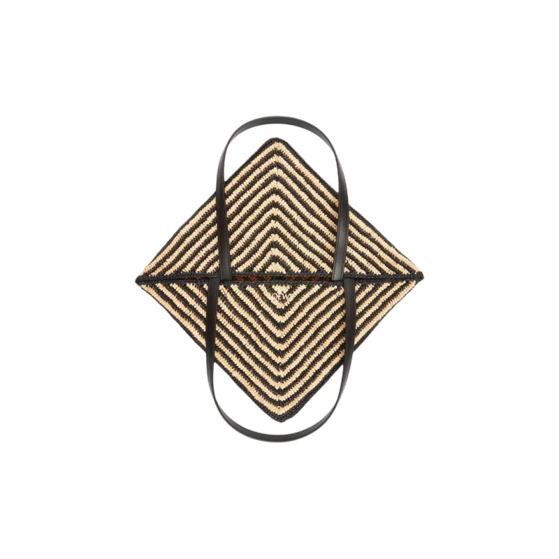 LOEWE Puzzle Fold Raffia Tote Bag, Shopping Bag, Shoulder Bag Women's Natural & Honey & Gold-6
