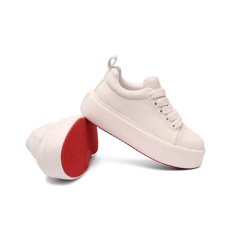 Daying Slip Resistant Height Increasing Low Top Skateboard Shoes Men's White-3