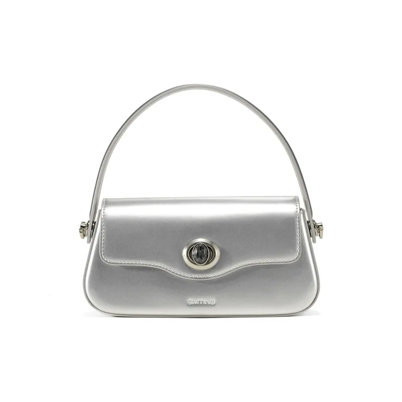 Simedin Cow Leather Handbag Regular Women's Laser Silver/Ecru/Burgundy Red-0