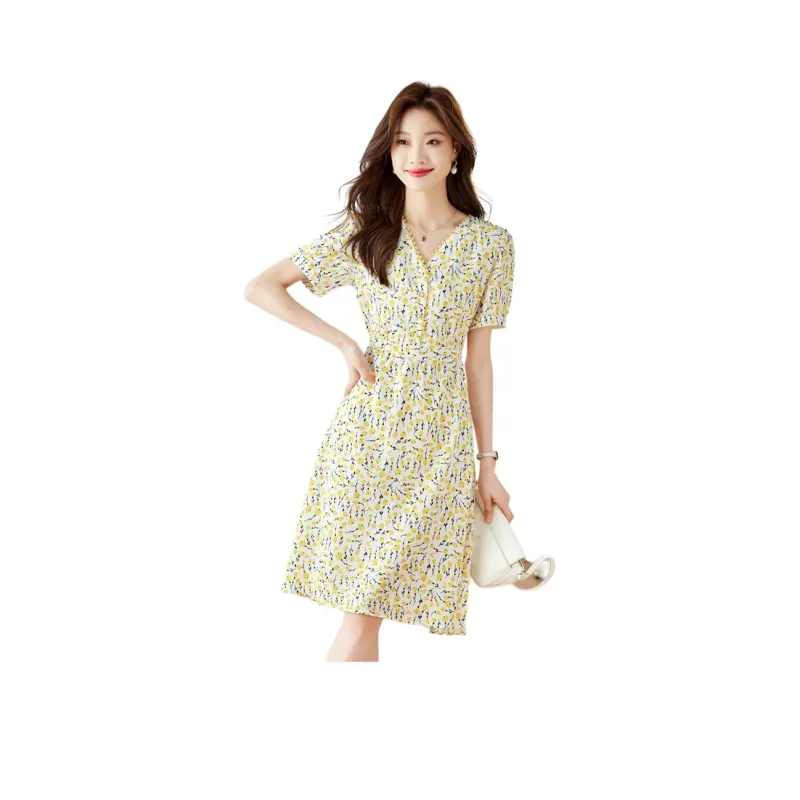 PLANE DRIFT Short Sleeved Dress Women's Light Yellow-2