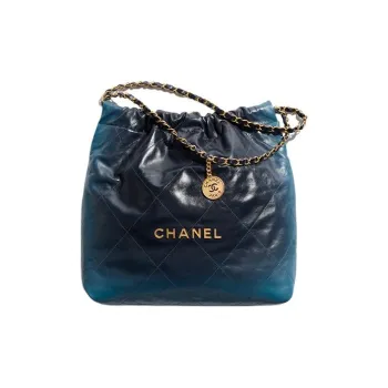 CHANEL 22Bag Calfskin Handbag, Shoulder Bag Women's Blue/Dark Blue