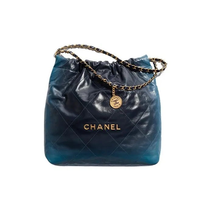 CHANEL 22Bag Calfskin Handbag, Shoulder Bag Women's Blue/Dark Blue-0