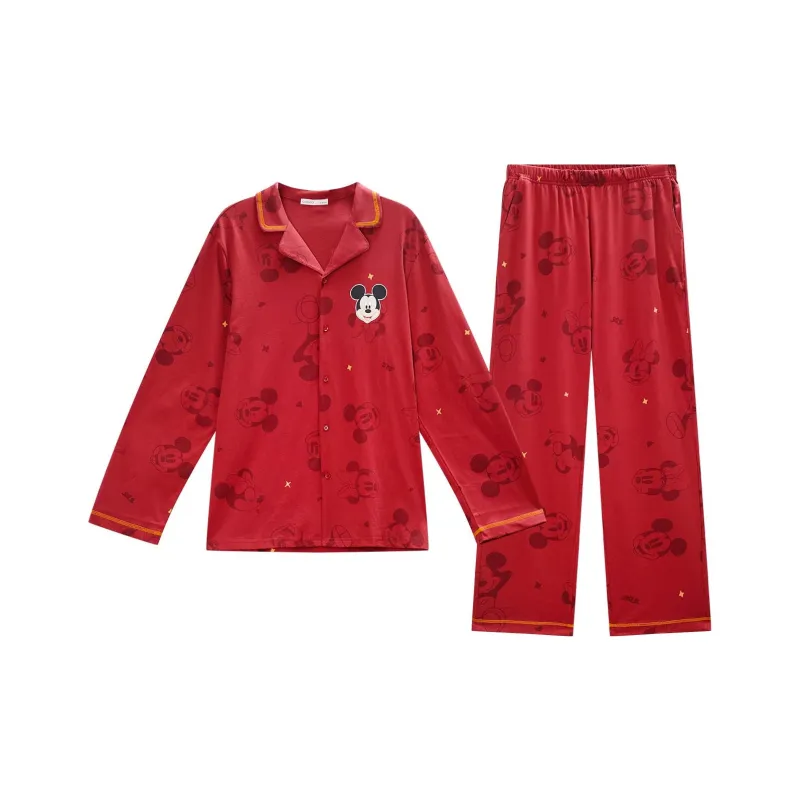 GUKOO x Disney Mickey Series Pajama Set Men's Dark Red-1
