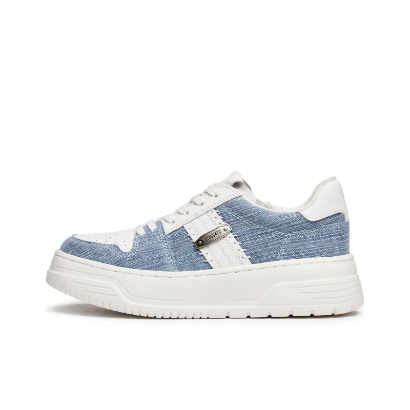 Staccato Slip Resistant Low Top Platform Height Increasing Skateboard Shoes Women's Sky Blue-0