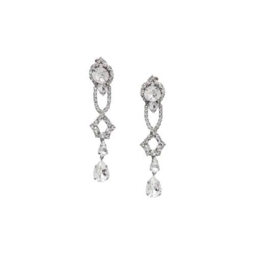 Balenciaga Metal, Crystal Earrings Women's Silver