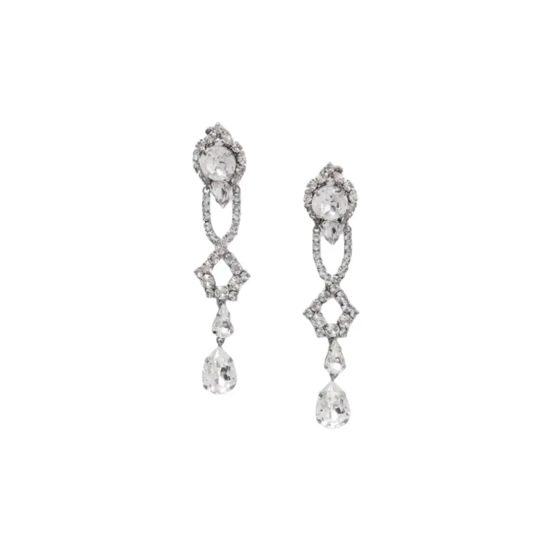 Balenciaga Metal, Crystal Earrings Women's Silver-0