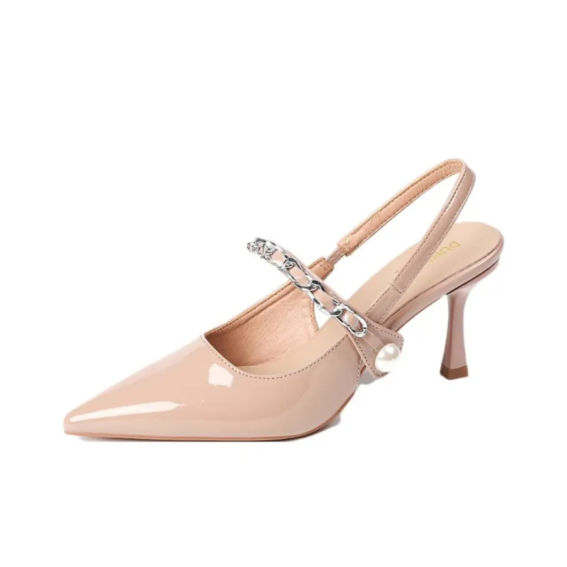 Dunnu Slim Heel High Heels 7CM Women's Nude-0