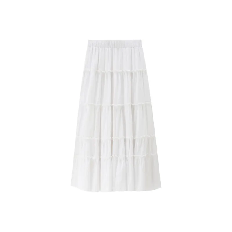 UNIQLO Casual Long Skirt Women's Bright White-1