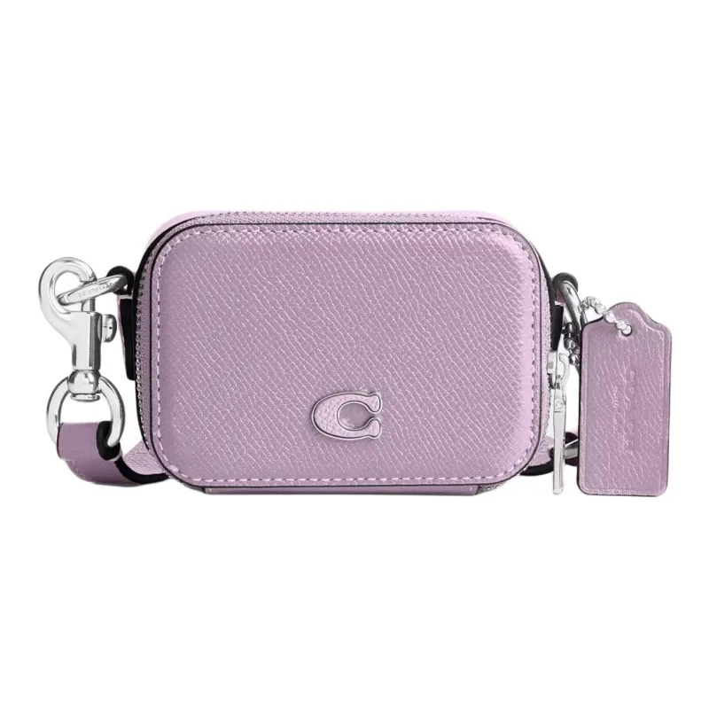 COACH Cross Grain Leather Shoulder Bag, Crossbody Bag Mini Men's Purple-0