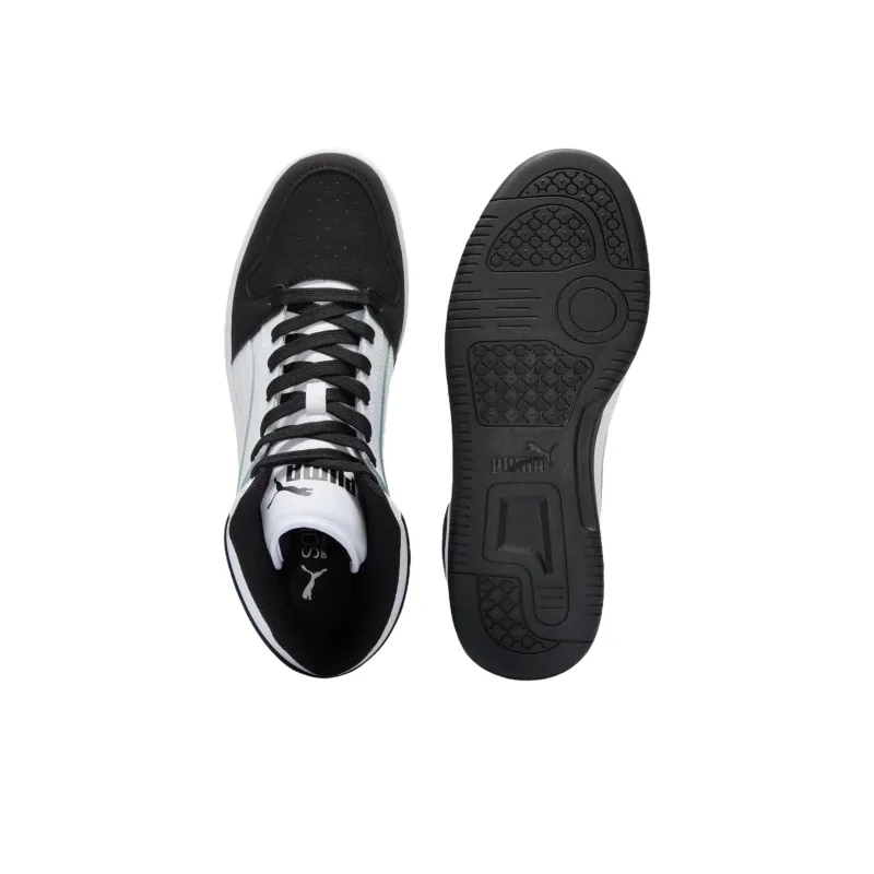 PUMA Rebound Layup Anti Slip Wear Resistant High Top Skateboard Shoes Men's White Black-3