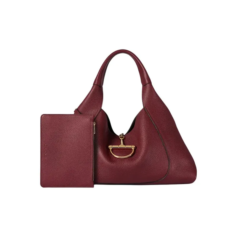 GUCCI Grained Leather Shoulder Backpack Handbag Large Size Women's Ancora Red-1