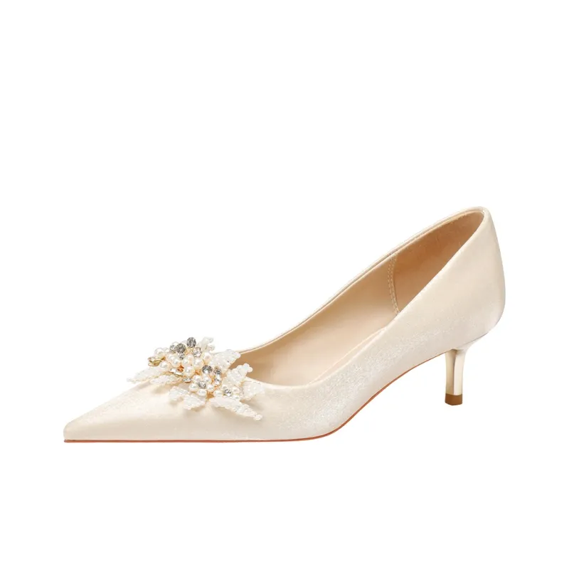 WEISHIBANGWEI Slim Heel High Heels Women's Champagne-0
