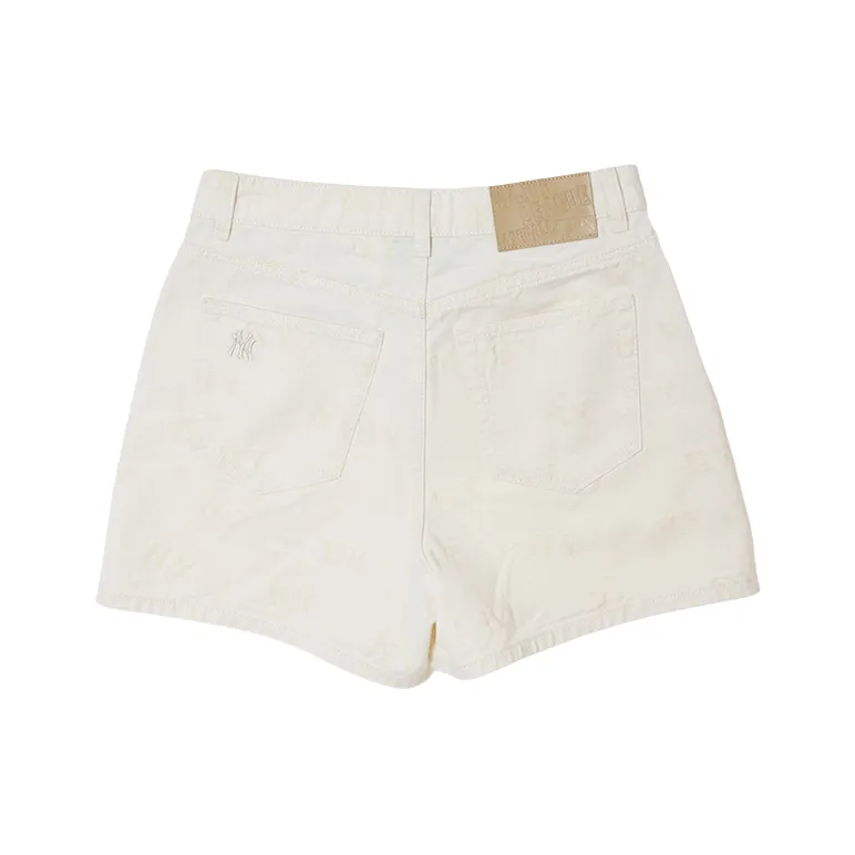 MLB New York Yankees Denim Shorts Women's New York Yankees/Dark Cream-1