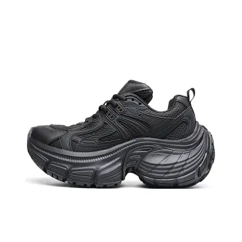 MVA Slip Resistant, Abrasion Resistant, Breathable, Impact Resistant, Lightweight Low Top Chunky Sneakers Unisex Black