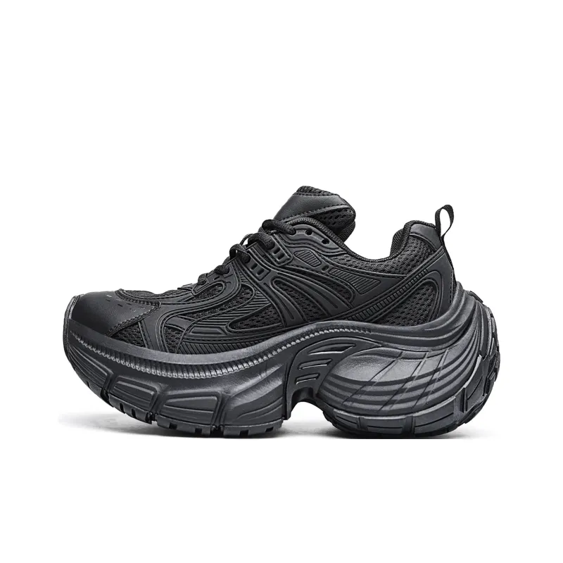 MVA Slip Resistant, Abrasion Resistant, Breathable, Impact Resistant, Lightweight Low Top Chunky Sneakers Unisex Black-0
