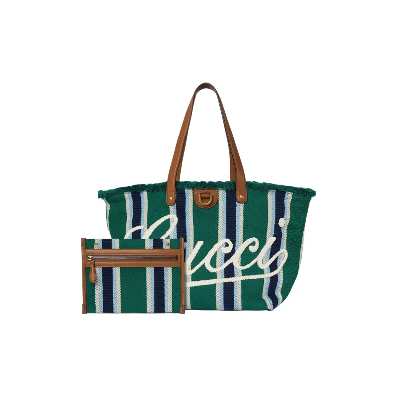 GUCCI Cotton Tote Bag, Shopping Bag, Handbag, Shoulder Bag Medium Size Women's Green-1