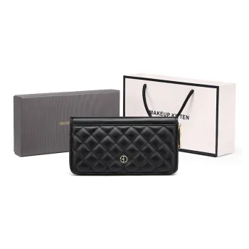MAKEUP KITTEN Cow Leather Synthetic Leather Clutches Wallets Women's Black